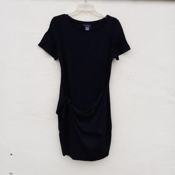 NWT Club Monaco Black Sarong Tie Dress Size L Classic Minimalist Versatile