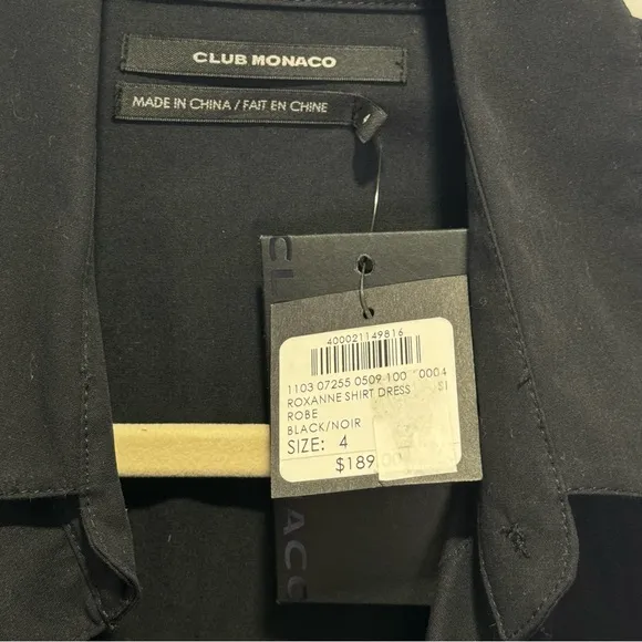 NWT Club Monaco Roxanne Shirt Dress Snap Minimalist Contemporary Midi Dress Blk