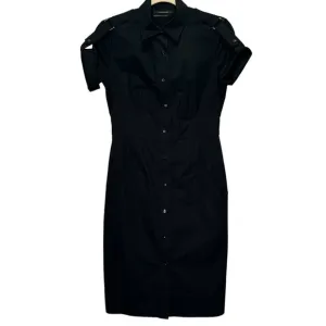 NWT Club Monaco Roxanne Shirt Dress Snap Minimalist Contemporary Midi Dress Blk