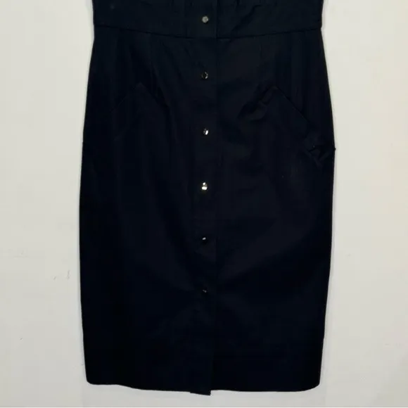 NWT Club Monaco Roxanne Shirt Dress Snap Minimalist Contemporary Midi Dress Blk