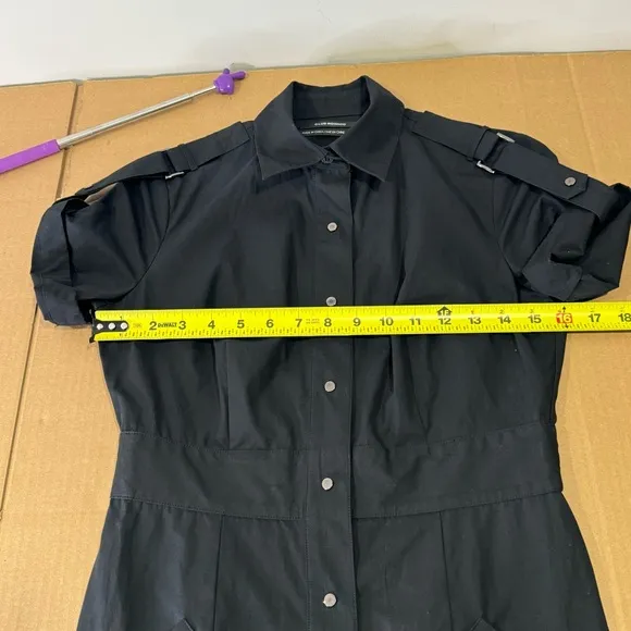 NWT Club Monaco Roxanne Shirt Dress Snap Minimalist Contemporary Midi Dress Blk