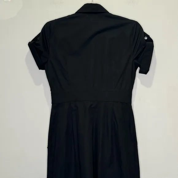 NWT Club Monaco Roxanne Shirt Dress Snap Minimalist Contemporary Midi Dress Blk