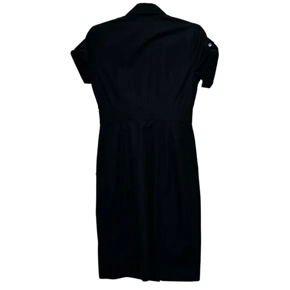 NWT Club Monaco Roxanne Shirt Dress Snap Minimalist Contemporary Midi Dress Blk
