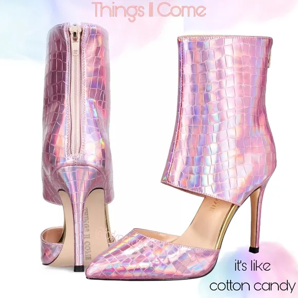 NWT Cotton Candy Leather Booties Heels Shooties Heels Dress Sexy