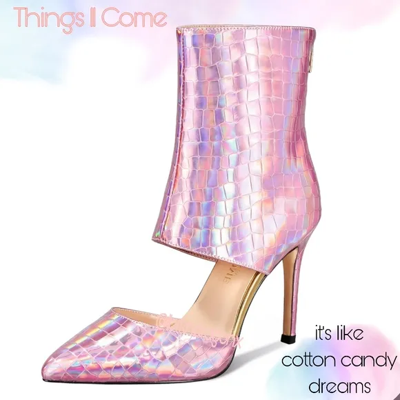 NWT Cotton Candy Leather Booties Heels Shooties Heels Dress Sexy