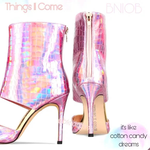 NWT Cotton Candy Leather Booties Heels Shooties Heels Dress Sexy