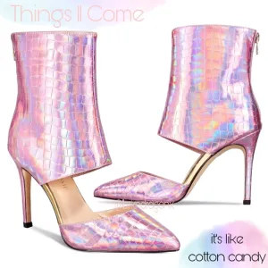 NWT Cotton Candy Leather Booties Heels Shooties Heels Dress Sexy