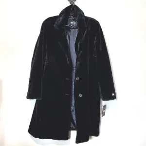 NWT DKNY Black Luxury Long Faux Fur Coat Women's Size XLarge MSRP $315