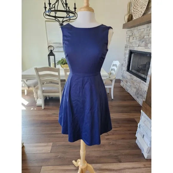 NWT Draper James A-Line Preppy Quiet Luxury Classy Coquette Mini Dress Sz 0 Navy