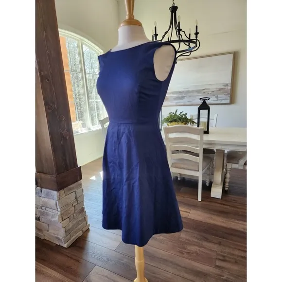 NWT Draper James A-Line Preppy Quiet Luxury Classy Coquette Mini Dress Sz 0 Navy