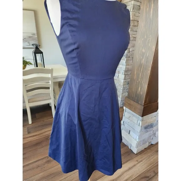 NWT Draper James A-Line Preppy Quiet Luxury Classy Coquette Mini Dress Sz 0 Navy
