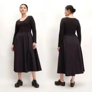 NWT Everlane Long Sleeve Dress XS Supima Cotton Minimalist Midi Ballet