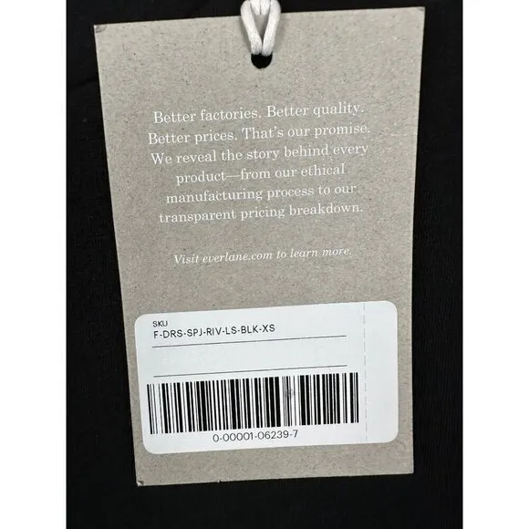 NWT Everlane Long Sleeve Dress XS Supima Cotton Minimalist Midi Ballet