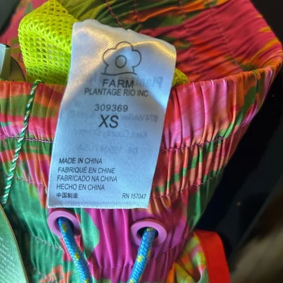NWT FARM RIO Lime Painted Birds Shorts