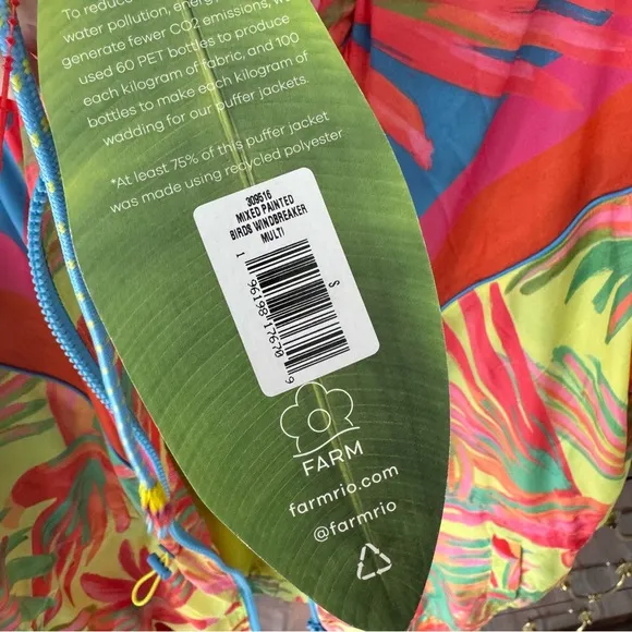 NWT FARM RIO Mixed Painted Birds Windbreaker
