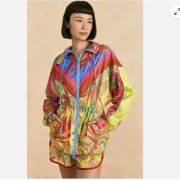 NWT FARM RIO Mixed Painted Birds Windbreaker