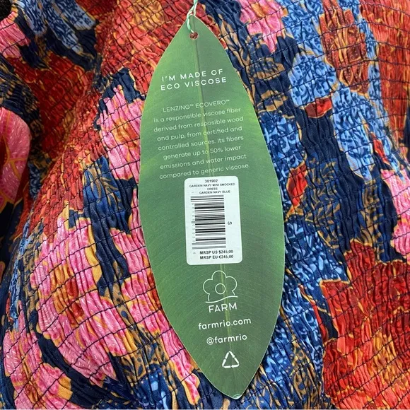 NWT Farm rio Navy Garden Smocked Mini Dress, Size S