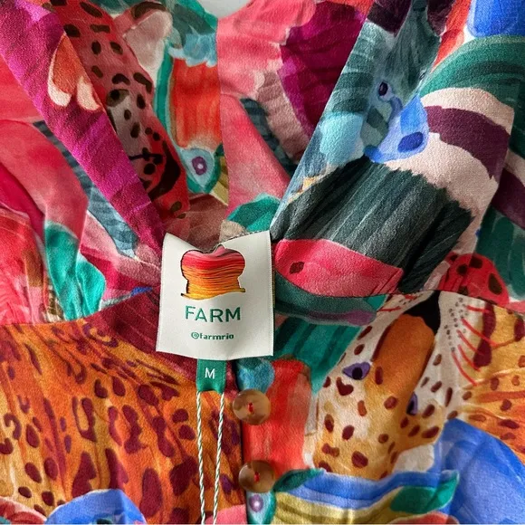 NWT Farm Rio Vibrant Animal Collage Midi Dress - medium