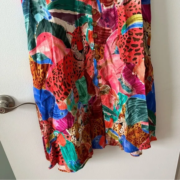 NWT Farm Rio Vibrant Animal Collage Midi Dress - medium