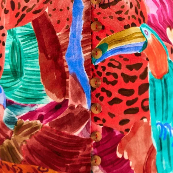 NWT Farm Rio Vibrant Animal Collage Midi Dress - medium