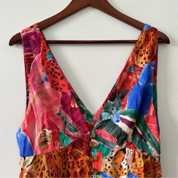 NWT Farm Rio Vibrant Animal Collage Midi Dress - medium