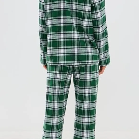 NWT!!! Flannel Long PJ Set - M - Tartan Plaid Forest Green
