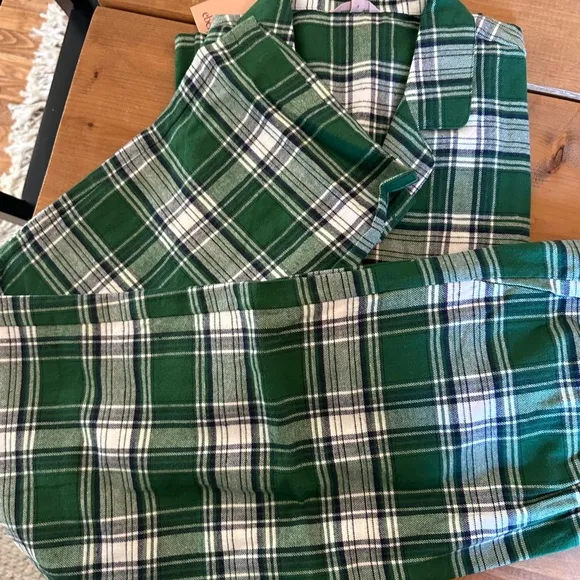 NWT!!! Flannel Long PJ Set - M - Tartan Plaid Forest Green