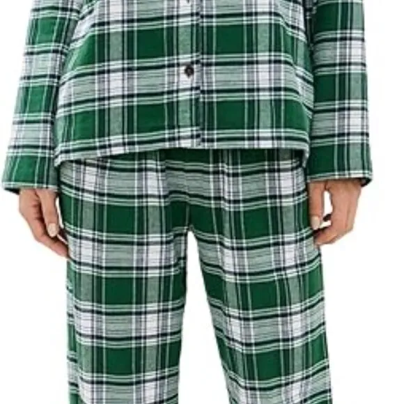 NWT!!! Flannel Long PJ Set - M - Tartan Plaid Forest Green
