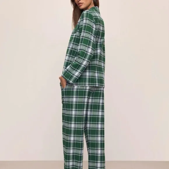 NWT!!! Flannel Long PJ Set - M - Tartan Plaid Forest Green