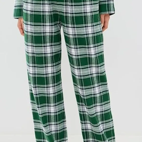 NWT!!! Flannel Long PJ Set - M - Tartan Plaid Forest Green