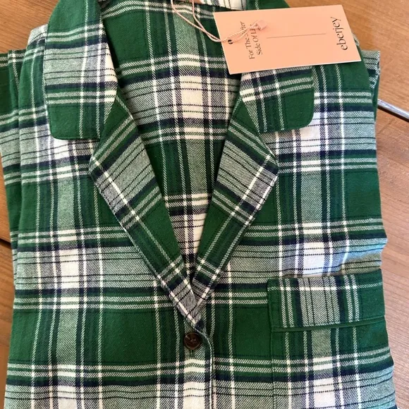 NWT!!! Flannel Long PJ Set - M - Tartan Plaid Forest Green