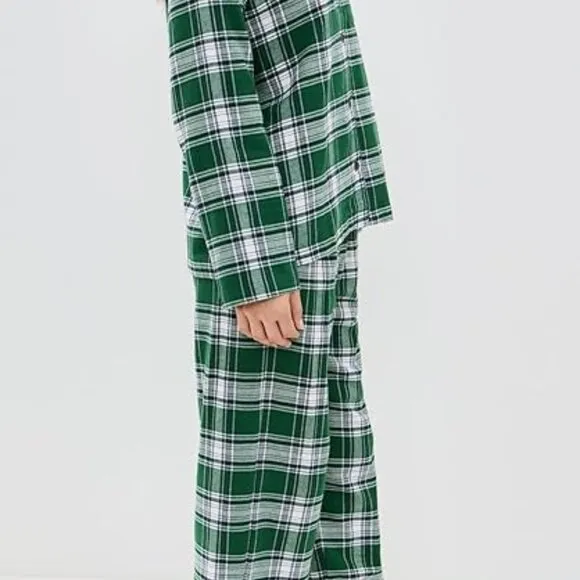 NWT!!! Flannel Long PJ Set - M - Tartan Plaid Forest Green
