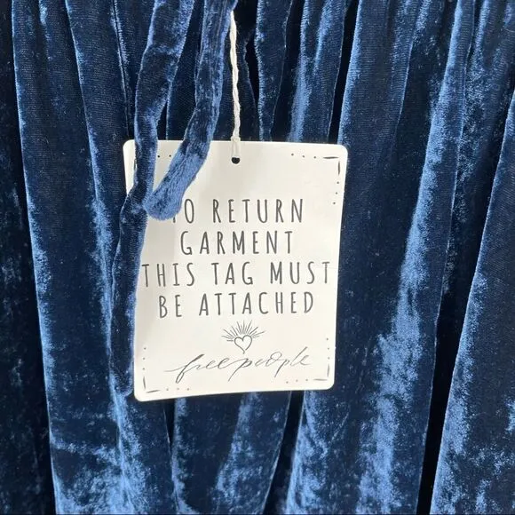 NWT Free People X Ketevanna Emilio Blue Velvet Maxi Bohemian Dress