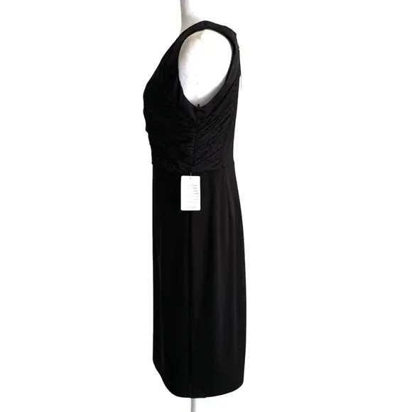 NWT Halston Heritage Cocktail Dress Women’s 8 Sleeveless Ruched Chest Luxury