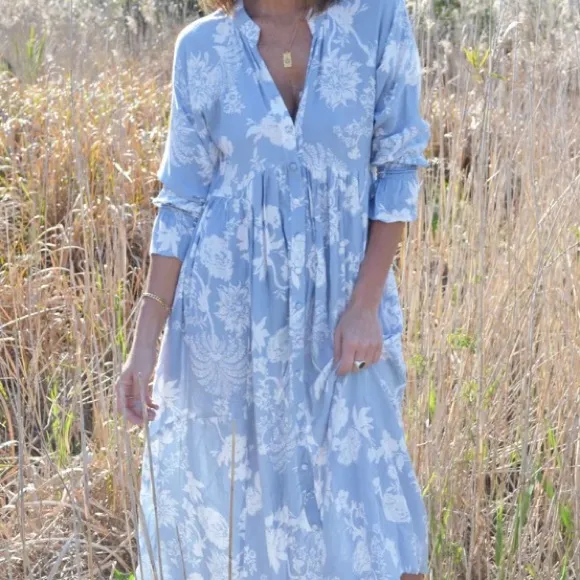 NWT HOUSE OF LACUNA Tuscany Boho Dress Sz Large Australian Luxury Resort Wear