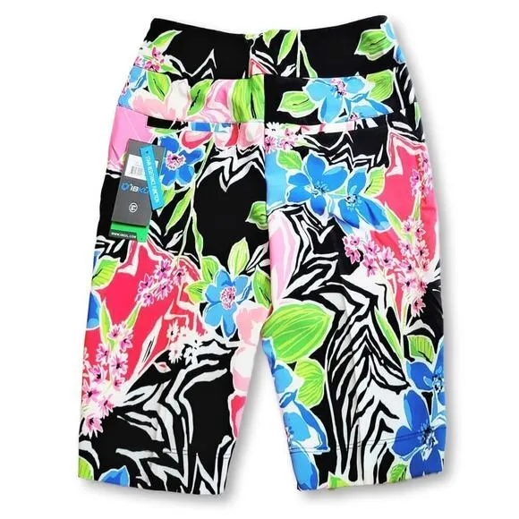 NWT IBKUL Women's Amelia Tummy Control High Rise Floral Printed UPF 50  Shorts