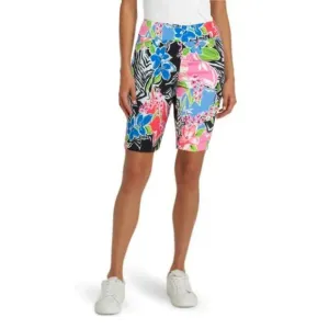 NWT IBKUL Women's Amelia Tummy Control High Rise Floral Printed UPF 50  Shorts