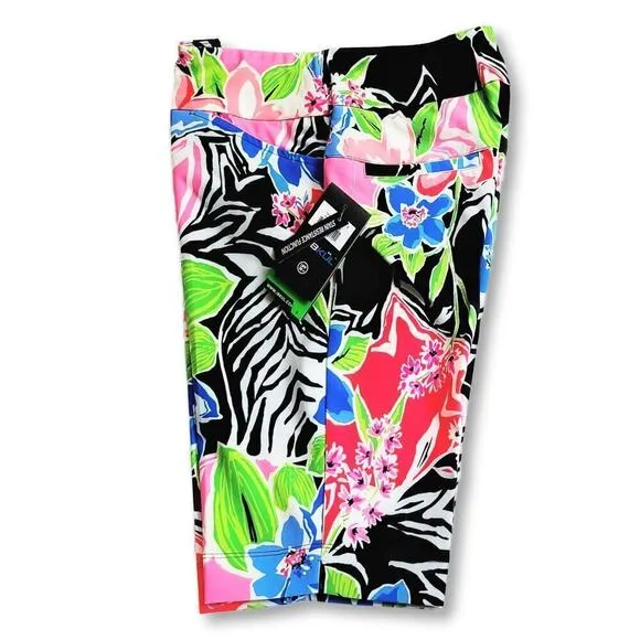 NWT IBKUL Women's Amelia Tummy Control High Rise Floral Printed UPF 50  Shorts