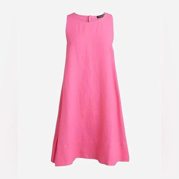 NWT J CREW Maxine button-back dress in linen in pink