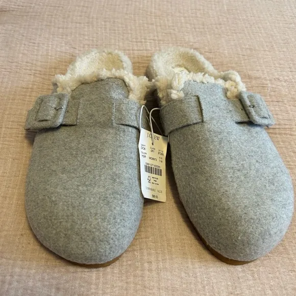 NWT - J Crew Slide-on Faux Fur Slippers