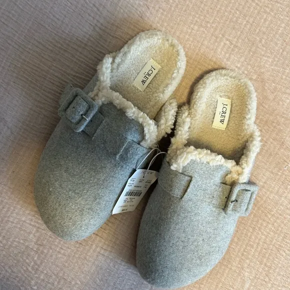NWT - J Crew Slide-on Faux Fur Slippers