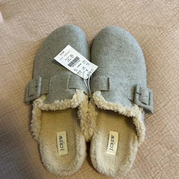NWT - J Crew Slide-on Faux Fur Slippers