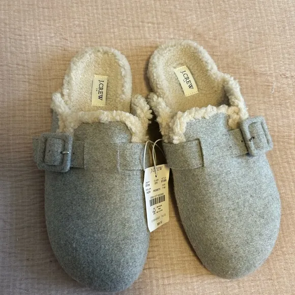 NWT - J Crew Slide-on Faux Fur Slippers