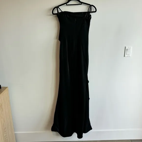 NWT Jay Godfrey Black Steele Shimmer Crepe Strapless Gown Size 6