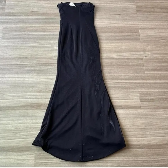 NWT Jay Godfrey Black Steele Shimmer Crepe Strapless Gown Size 6