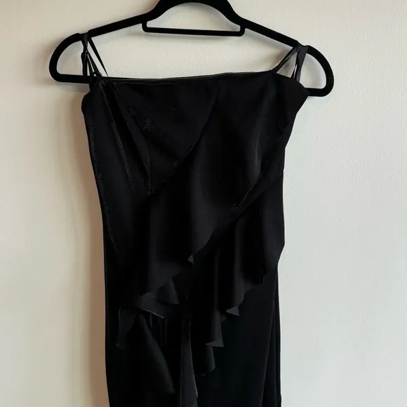 NWT Jay Godfrey Black Steele Shimmer Crepe Strapless Gown Size 6