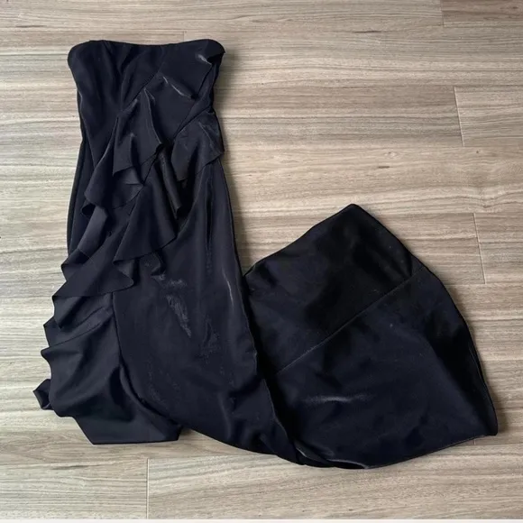 NWT Jay Godfrey Black Steele Shimmer Crepe Strapless Gown Size 6