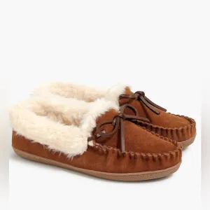 NWT J.Crew Suede Shearling Slippers
