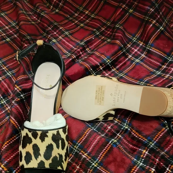 NWT Kate Spade Lonnie Genuine Calf Hair Wedge Sandal