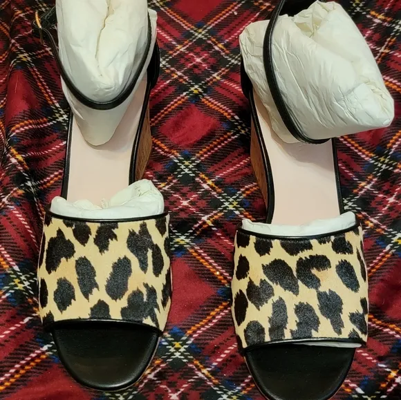 NWT Kate Spade Lonnie Genuine Calf Hair Wedge Sandal